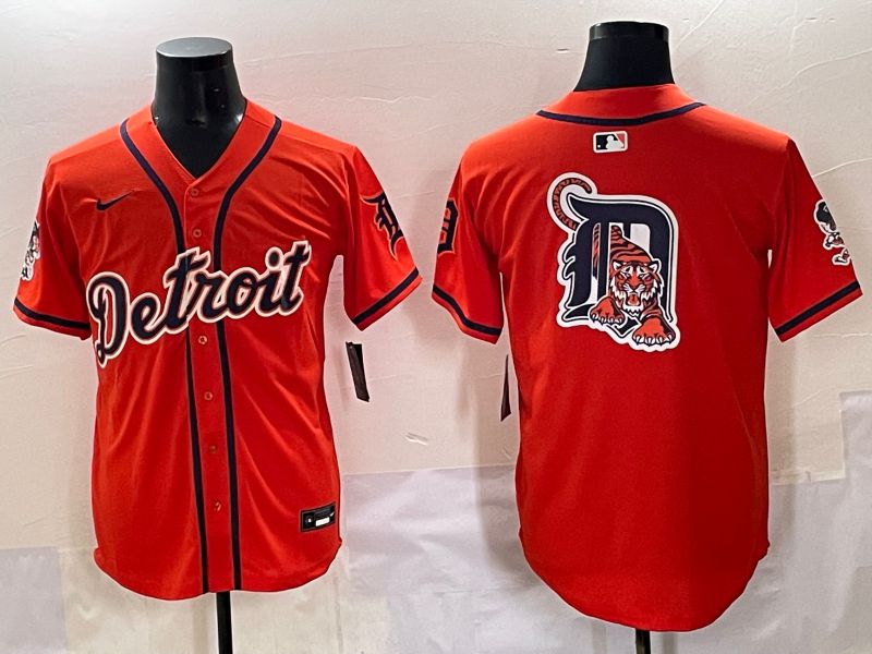 Men 2025 Detroit Tigers Blank Orange Fashion Nike MLB Jersey style 7154->detroit tigers->MLB Jersey